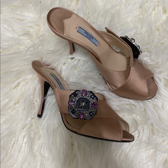 Prada Embellished Satin Sandals - Picture 6 of 6